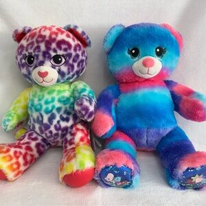 2 Build-A-Bear Ocean Bear & Leopard Plush Stuffed Animal Toys Medium Lot BAB